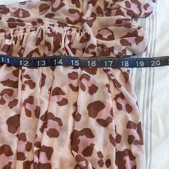 FREE PEOPLE MEG CHEETAH CROP MESH TOP SZ S PINK BROWN FLOWY BOHO SPRING SUMMER - Picture 8 of 11
